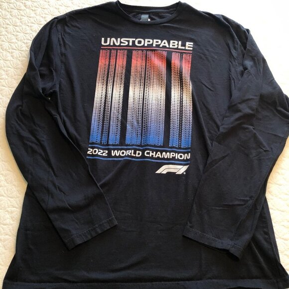 Men's Majestic Black Formula 1 2022 World Champion T-Shirt long sleeve, Sz XL - Picture 1 of 7